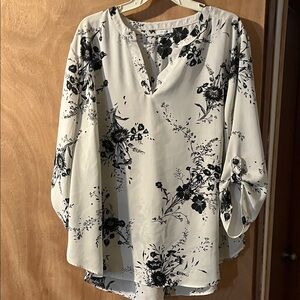 Maurices Black and White Floral Blouse